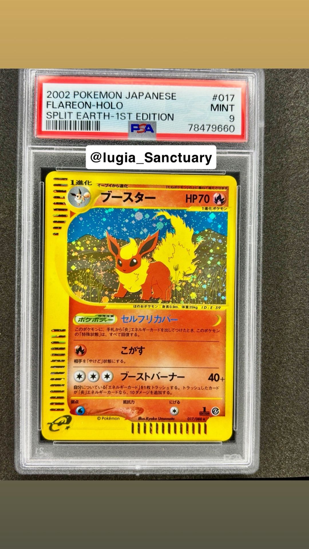 2002 Pokemon Japanese split earth Flareon Holo 1st Edition PSA 9 E4 #017