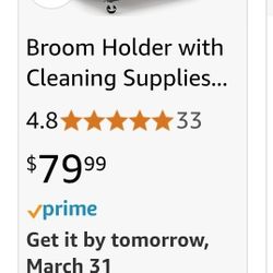 Broom Holder with Cleaning Supplies Organizer