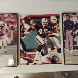 NFL Officially Licensed Merchandise, Photo File, Raiders In Play Photos Plus Vintage Wooden Uniform Picture Frame