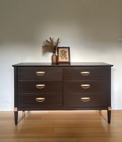 Solid wood modern brown dresser