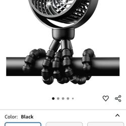 Mini Portable Stroller Fan for Travel,360 Rotation,4-Speed LED Night Light Clip on Fans Operated by Rechargeable Battery, Baby Essentials for Car Seat