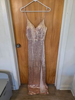 Gold Sequin Maxi Dress with Slit
