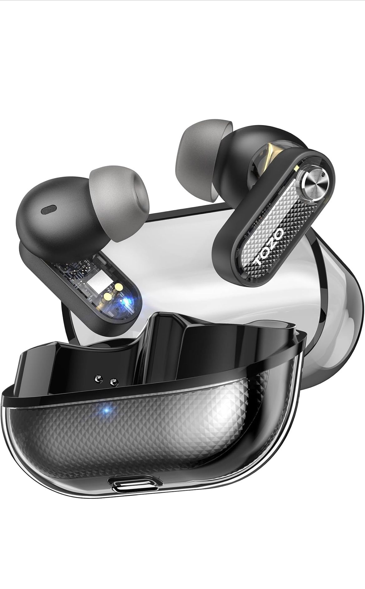 Hybrid Active Noise Cancelling Wireless Earbuds, 10mm Drivers Deep Bass Stereo Sound, 4 Mics Smart ENC AI Calls, 32 EQ Customization via App, Bluetoo
