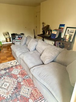 Modern Oversized Plush Gray Sectional Sofa – Great Condition