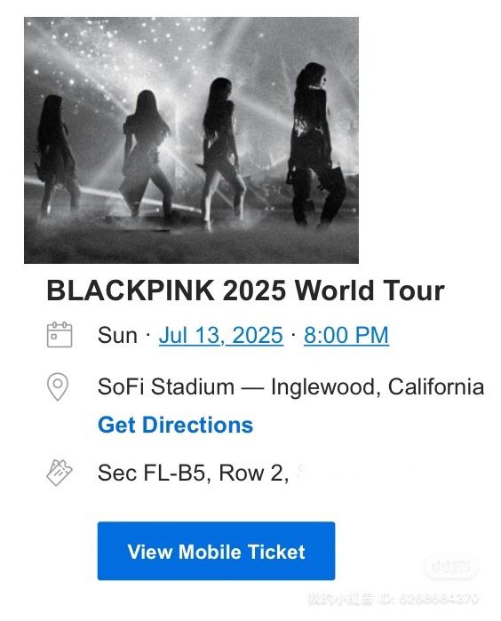 7/13 Blackpink concert tickets