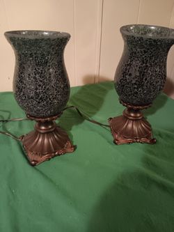Pair of Green Mosaic Lamps
