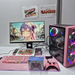 Super PINK PACK 💗 Great Christmas Present 🎁 💖 PINK GAMING Computer Setup With 80games +Wi-Fi6