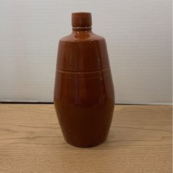 Vintage Primitive Brown Stoneware Crock Jug 8.75”  A17