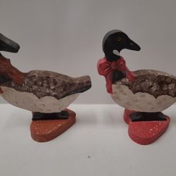 Pair Of Custom Made And Painted Geese 