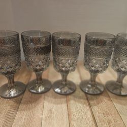 Vintage  Smoke ~ Wine/ Cordial Glasses