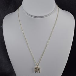 14k Yellow Gold Letter M With Chain. 