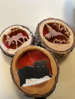 $20 each Custom Made Hand Carved  Wood Moose Cat Hummingbird Night Light Lights
