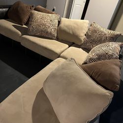 Brown and Beige Zebra Print Couch 