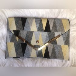 Chic geometric-style handbag, Gray/black/gold 