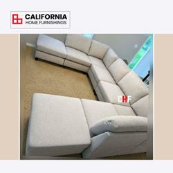 Modern U-Shape Flannel 8-Piece Modular Sectional Sofa Set