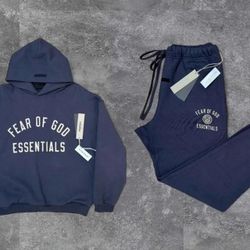 🔥 Fear of God Essentials Marine Blue Hoodie & Sweats Set 🔥Authentic | Brand New | Sizes: S, M, L, XL 