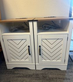 Brand New Set of 2 Farmhouse Nightstand with Charging Station