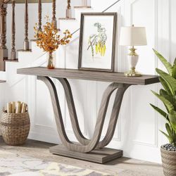 Console Table, 55 Inch Wood Sofa Table Hallway Table grey 