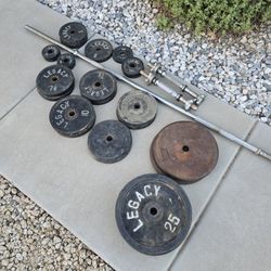 215# Weight Set With Dumbell Bars And 6ft Barbell Bar / Weight Set / Barbell Bar And Dumbells