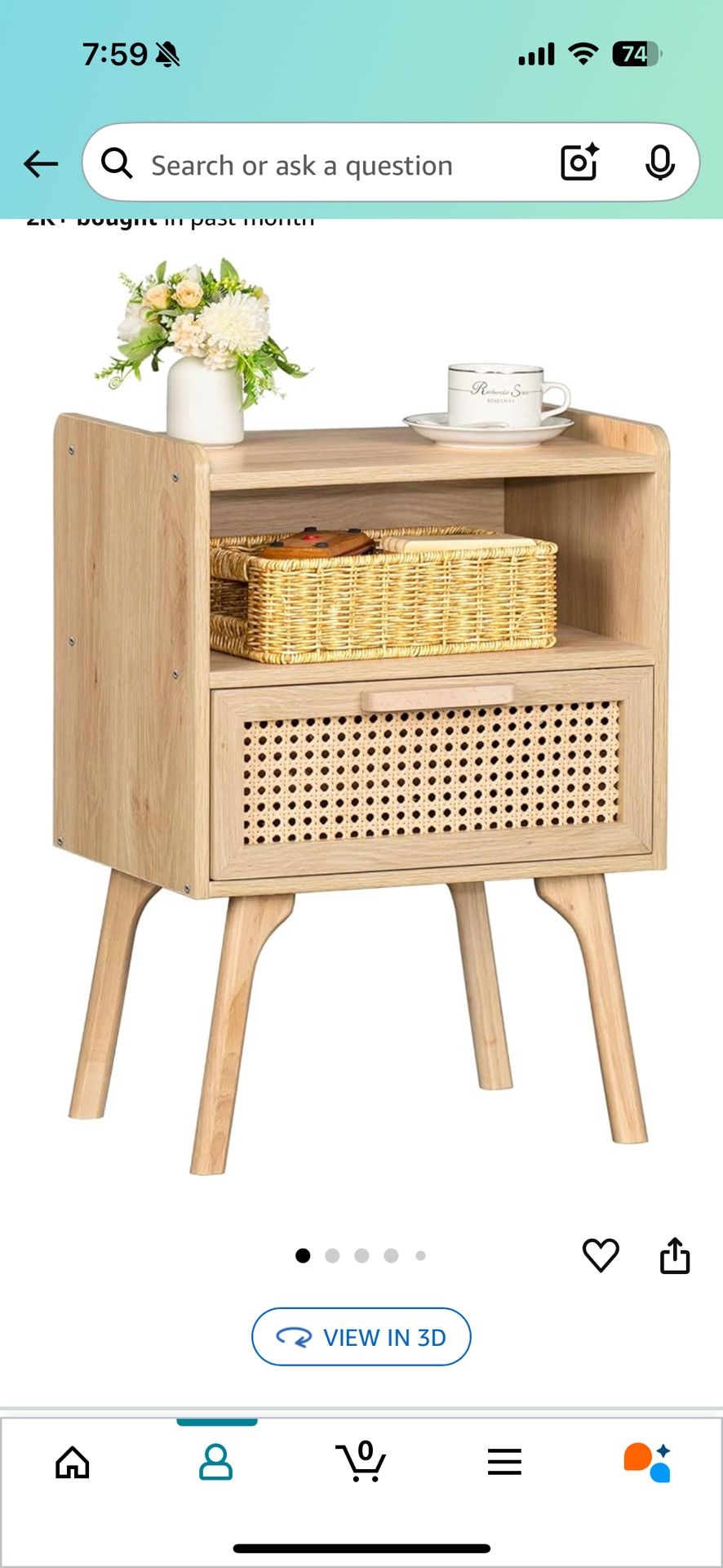 Rattan Bedside Table
