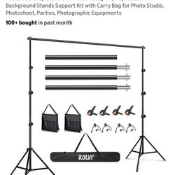 $30 Brand New EMART Backdrop Stand 10x7ft(WxH) Photo Studio Adjustable Background Stand Support kit with 2 Crossbars, 8 Clamps, 2 Sandbags and Carry B