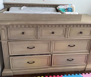 Wooden 7-Drawer Dresser with Changing Table Topper