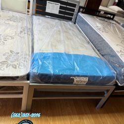 Twin Grey And Black Metal Frame Firm Mattress Included 
