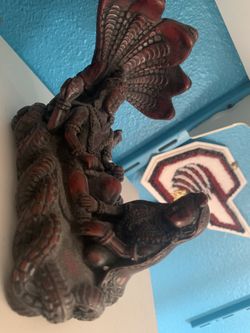 Lord Vishnu with consort Goddess Laxmi. Resin Hindu statue