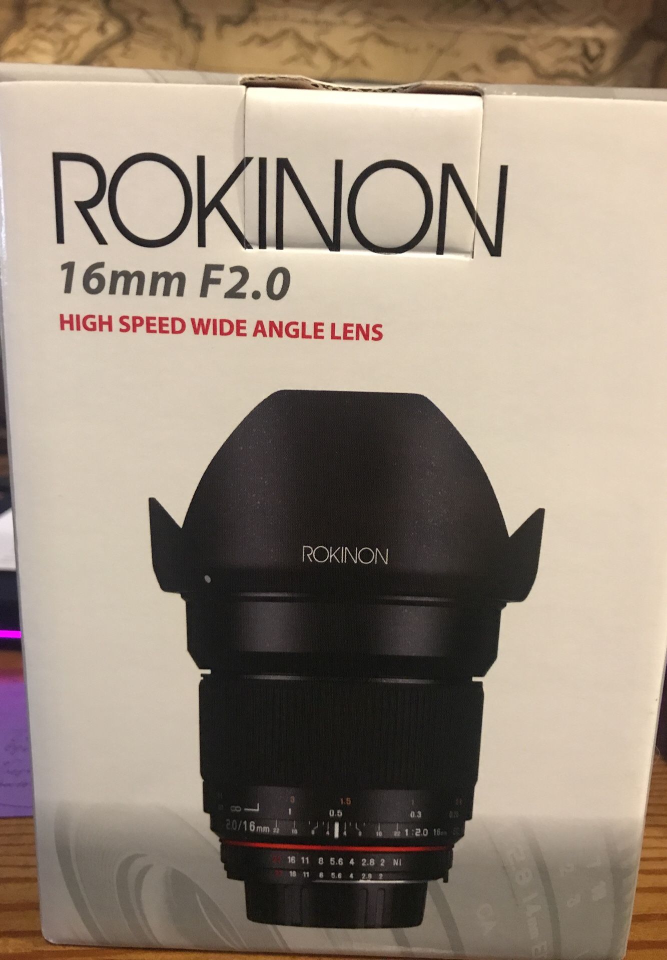 Rokinon 16mm f2.0 wide lens Canon