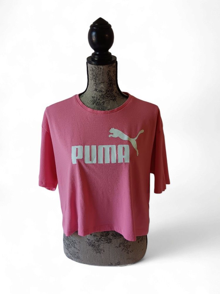 PUMA women's pink short-sleeve activewear crop top size XL