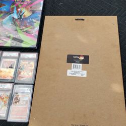 $180! Frame Art 30inch. $200! Vmax Charizard. Empty folder $80! Charizard. All $650! Charizard collection or Trade PS5 iPad pro iPad mini 6 iPad air 6