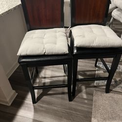 Pair Of Wooden Counter Chair With Chair Pad