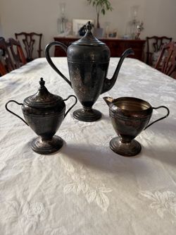 Vintage Silver-Plated 3-Piece Coffee/Tea Service – Pot, Sugar & Creamer