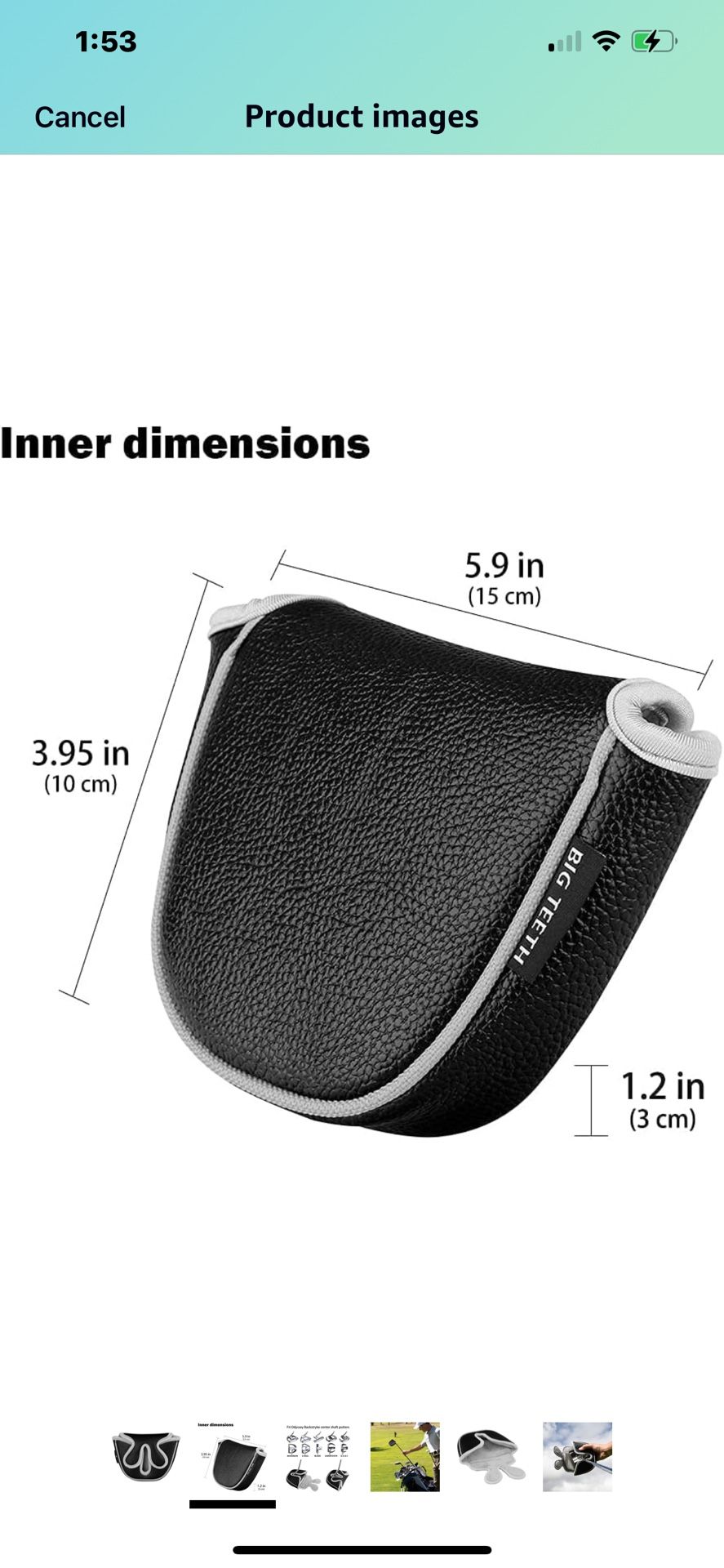 Big Teeth Golf Mallet Putter Cover Headcover Club Protector Magnetic Closure for Scotty Cameron Taylormade Odyssey 2 Ball Odessey Backstryke Center Sh