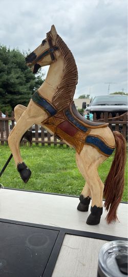 Hand carved wooden horse