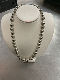 Sterling Silver 21 Inch Beaded Necklace 