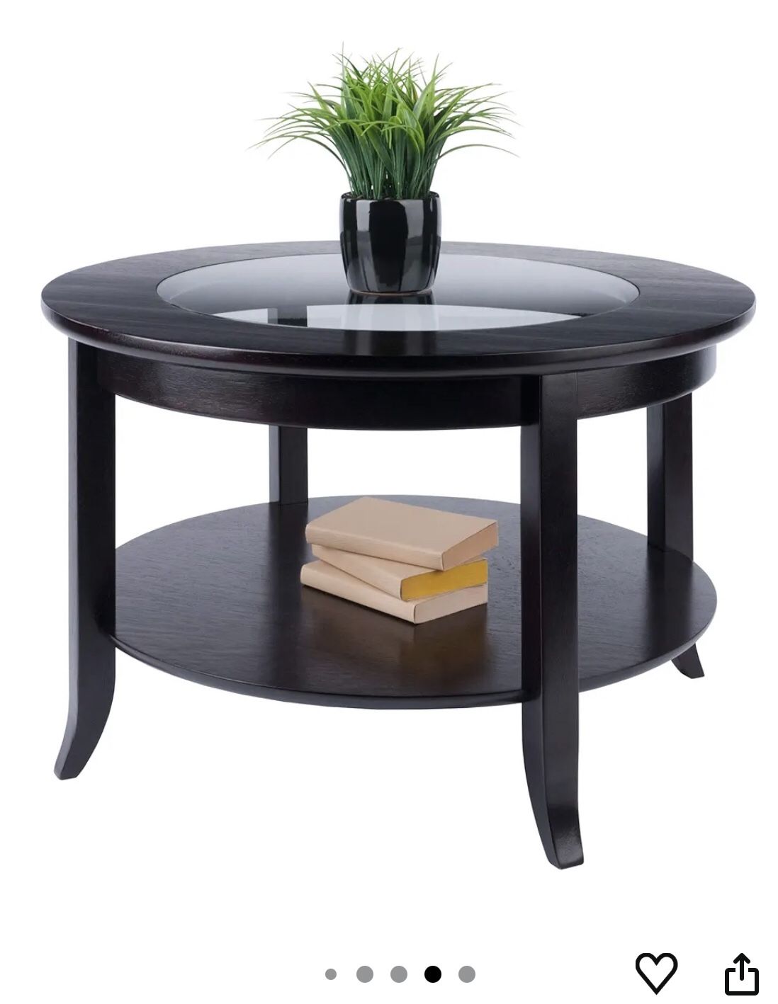 Round Wood Glass Coffee Table