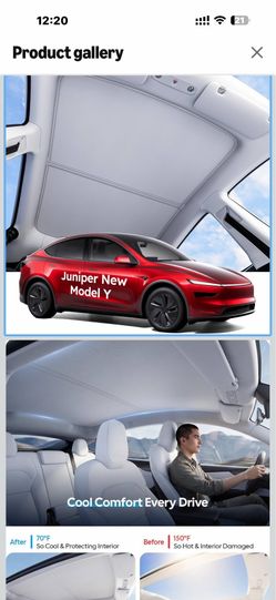 Car glass roof sunshade Model Y Juniper 2025~2026,