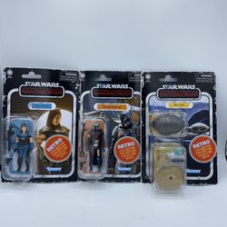 Kenner Star Wars Mandalorian, Cara Dune, Grogu Retro Collection 3.75" Figures