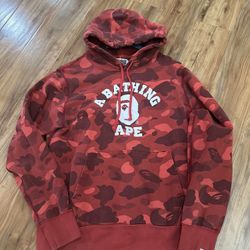Bape Red Camo Pullover Hoodie Size Medium 