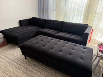 L shape sofa and big ottoman