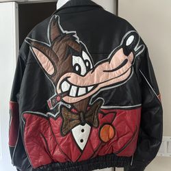 Vintage 90s Warner Bros BIG BAD WOLF Maziar Leather Coat