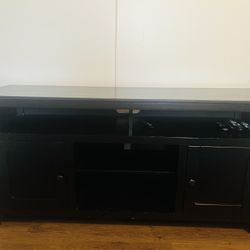 Black TV Stand 58”W x 28”H with storage 