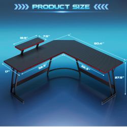 L-Shaped Gaming Desk with Monitor Stand