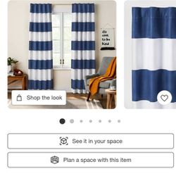 4 NAVY BLUE AND WHITE BOY'S CURTAINS 