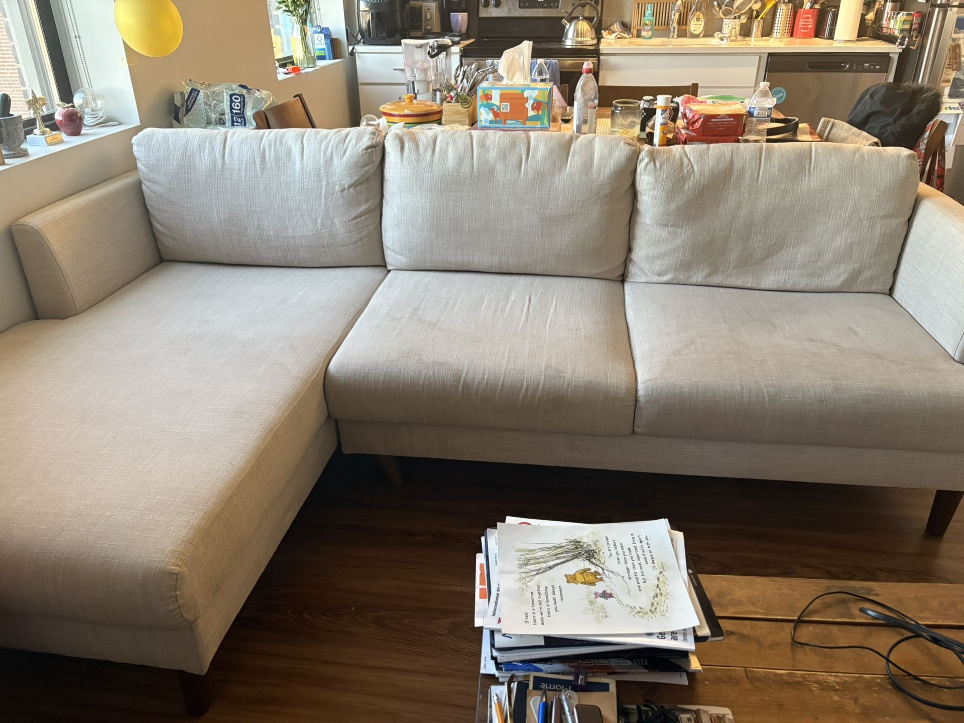 It’s an 84” upholstered L shape sofa sectional modern couch 