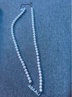 ASAALI Pearl Beaded Name Necklace – White Faux Pearl Statement Necklace