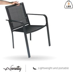 Brand New Set of 6 Stackable Patio Chairs - All-Weather Outdoor Mesh (Black)