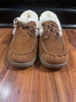 Orthofeet Tuscany Men’s Brown Suede Moccasin Slippers size 13MW