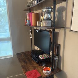 Wood Wall Desk with Shelving 